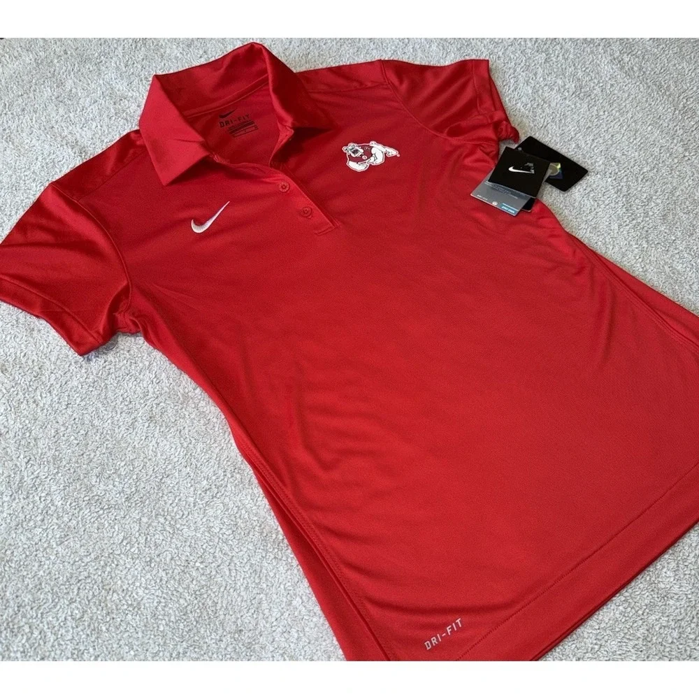 NWT‎ Fresno State Nike Polo Shirt Red Womens Size Small
